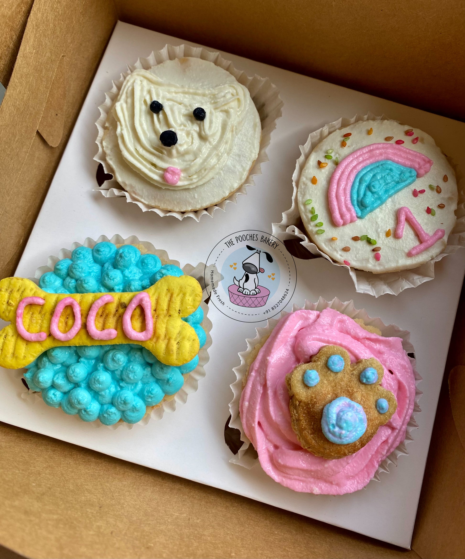 Cupcakes Pack of 4 (Non-Veg) [The Pooches Bakery] - The Pet Belly