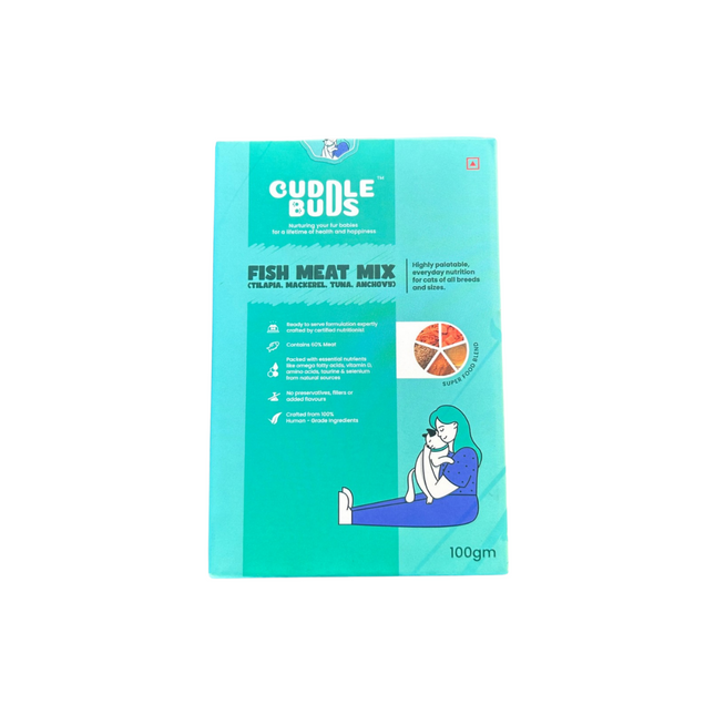 Fish Meat Mix (Tilapia, Mackerel, Tuna, Anchovy)- For Cats [CuddleBuds]