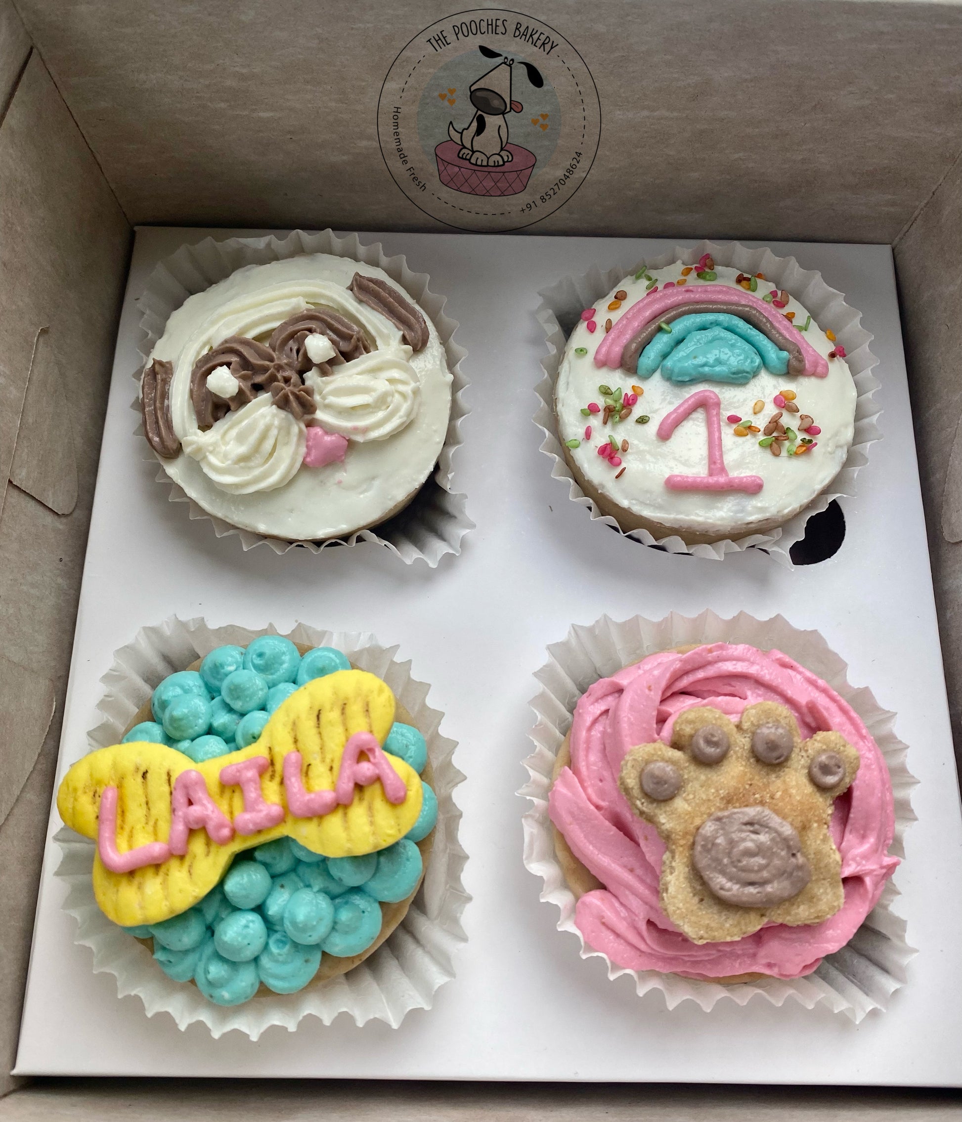 Cupcakes Pack of 4 (Non-Veg) [The Pooches Bakery] - The Pet Belly